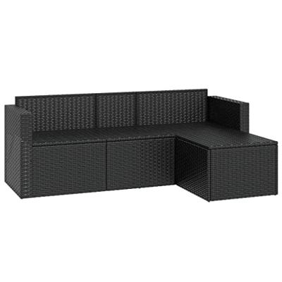 Loungeset poly rattan zwart