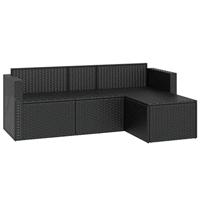 Loungeset poly rattan zwart - thumbnail