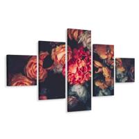 Schilderij - Vintage bloemen, 5luik, premium print - thumbnail