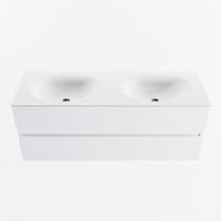 MONDIAZ VICA 130cm badmeubel onderkast Talc 2 lades. Wastafel MOON dubbel 2 kraangaten, kleur Talc. - thumbnail