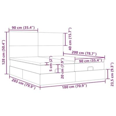 Ottoman bed met matrassen en LED's 180x200cm stof lichtgrijs