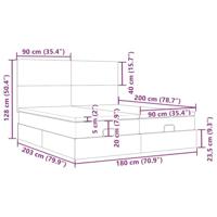 Ottoman bed met matrassen en LED's 180x200cm stof lichtgrijs - thumbnail