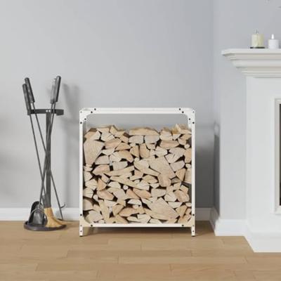 VidaXL Brandhoutrek 60x28x65 cm koudgewalst staal wit VidaXL Brandhoutrek 60x28x65 cm koudgewalst staal wit