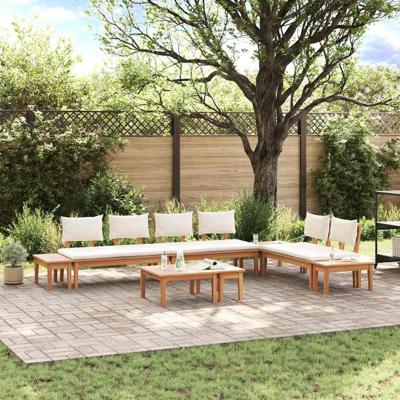 Tuinbankset met kussen met opslag 5 pcs Bruin en Crème