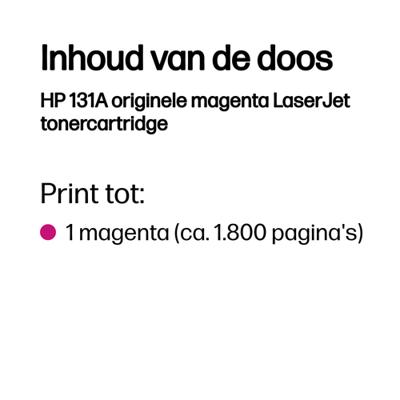 HP toner 131A, 1 800 pagina's, OEM CF213A, magenta