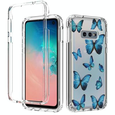 Voor Samsung Galaxy S10e 2 in 1 hoge transparante geschilderde schokbestendige pc + TPU beschermhoes (blauwe vlinder) Voor Samsung Galaxy S10e 2 in 1 hoge transparante geschilderde schokbestendige pc + TPU beschermhoes (blauwe vlinder)