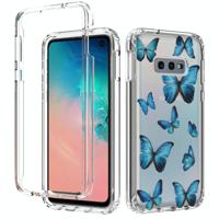 Voor Samsung Galaxy S10e 2 in 1 hoge transparante geschilderde schokbestendige pc + TPU beschermhoes (blauwe vlinder) - thumbnail