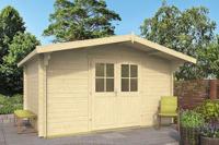 Tuindeco Murcia Blokhut 400x300 cm + luifel 70 cm 34 mm vuren blank- Zadeldak- Onbehandeld vurenhout- Tuindeco - thumbnail
