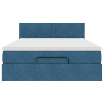 Ottoman bed met matras en LED's 140x200cm fluweel donkerblauw