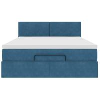 Ottoman bed met matras en LED's 140x200cm fluweel donkerblauw - thumbnail