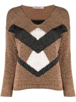 D.Exterior panelled intarsia jumper - Brown - thumbnail