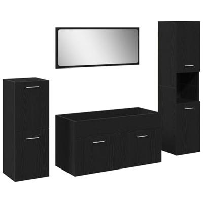 Badkamermeubelset met opslag 4 pcs Zwart Eiken 30 x 30 x 130 cm