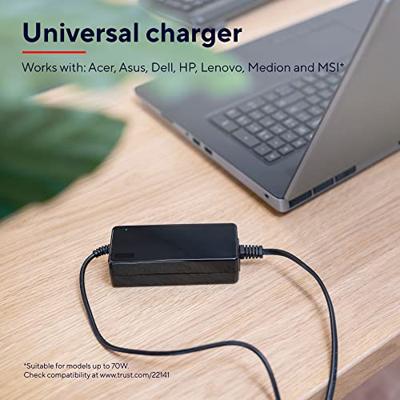 Trust Primo Universele 70W-laptopoplader Desktop accessoire Zwart