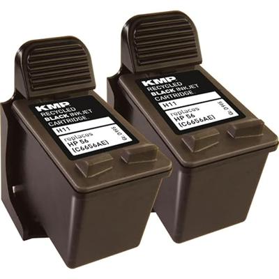 KMP Inktcartridge vervangt HP 56, C6656AE Compatibel 2-pack Zwart H11D 0995,4021 KMP Inktcartridge vervangt HP 56, C6656AE Compatibel 2-pack Zwart H11D 0995,4021