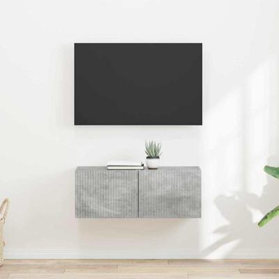 TV Wandkast 2 pcs Beton 60 x 31 x 29.5 cm Bewerkt hout