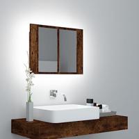 Spiegelkast LED 60x12x45 cm bewerkt hout gerookt eikenkleurig - thumbnail