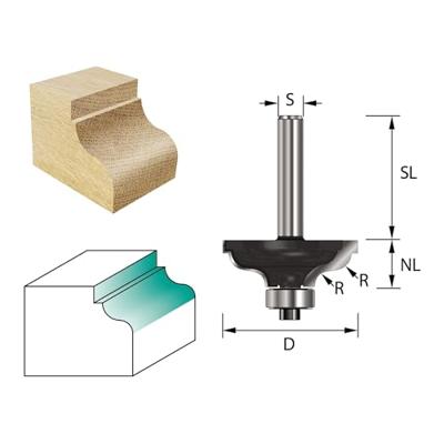 ENT Kroonlijstfrees met sponning HM R4.8, Met lager kolf 8mm - 7915030 - 7915030