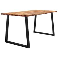 Eettafel met natuurlijke rand 160x80x75 cm massief acaciahout - thumbnail