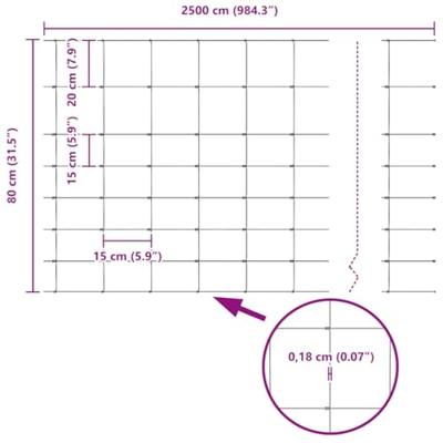 VidaXL Weidehekwerk zilver 25 x 0,8 m gegalvaniseerd staal VidaXL Weidehekwerk zilver 25 x 0,8 m gegalvaniseerd staal