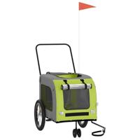 VidaXL Hondenfietstrailer oxford stof en ijzer groen en grijs - thumbnail