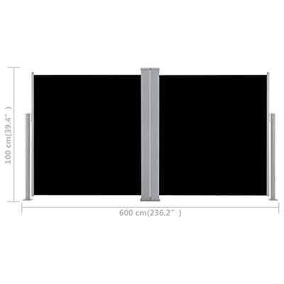 VidaXL Windscherm uittrekbaar 100x600 cm zwart VidaXL Windscherm uittrekbaar 100x600 cm zwart