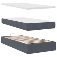 Ottoman bed met matras 100x200 cm fluweel donkergrijs - thumbnail