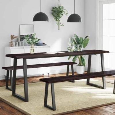 Tafelblad natuurlijke rand 200x50x6 cm eikenhout donkergrijs Tafelblad natuurlijke rand 200x50x6 cm eikenhout donkergrijs