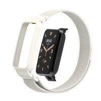 By Qubix - Milanese loop bandje met case - Wit - Xiaomi Smart Band 7 Pro - thumbnail