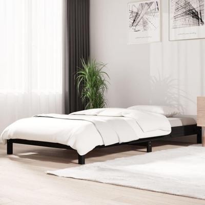 Bed stapelbaar 75x190 cm massief grenenhout zwart