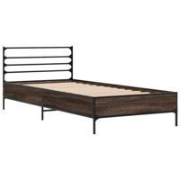 Bedframe bewerkt hout en metaal bruin eikenkleurig 75x190 cm - thumbnail