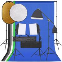 Fotostudioset met verlichtingsset, achtergrond en reflector - thumbnail