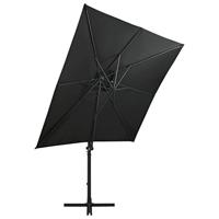 VidaXL Zweefparasol met paal en led-verlichting 250 cm zwart - thumbnail