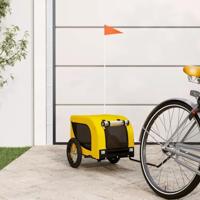 Hondenfietstrailer oxford stof en ijzer geel en zwart - thumbnail