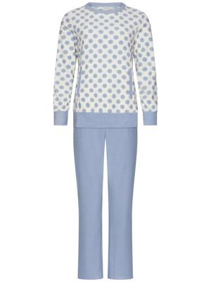 IJsblauwe polkastippen pyjama badstof