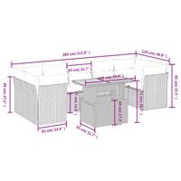 8-delige Loungeset met kussens poly rattan beige - thumbnail