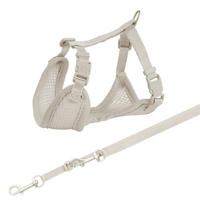 Trixie junior puppytuig soft met riem lichtgrijs - thumbnail