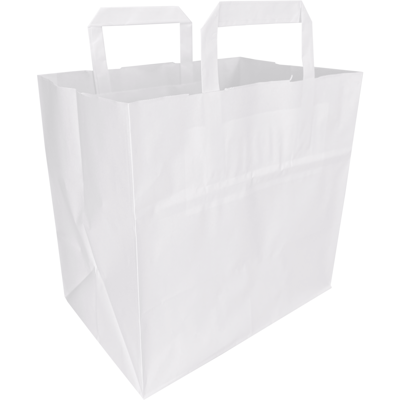 Tas | Papier | platte handgreep | 26x 17x25cm | draagtas | wit | 400 stuks