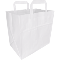 Tas | Papier | platte handgreep | 26x 17x25cm | draagtas | wit | 400 stuks - thumbnail