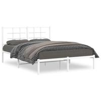 Bedframe met hoofdbord metaal wit 140x200 cm - thumbnail