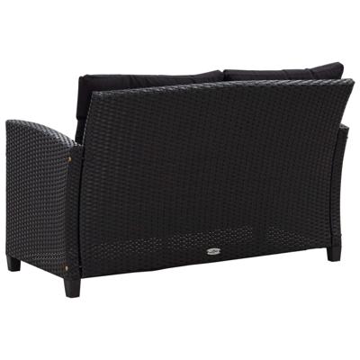 3-delige Tuinset met kussens poly rattan zwart