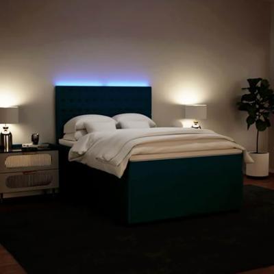 Boxspring met matras fluweel blauw 160x200 cm