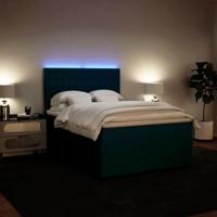 Boxspring met matras fluweel blauw 140x200 cm - thumbnail