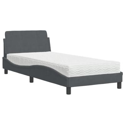Bed met matras fluweel donkergrijs 120x200 cm - thumbnail