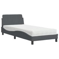 Bed met matras fluweel donkergrijs 90x200 cm - thumbnail