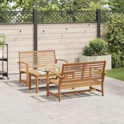 Tuinbankenset 3 pcs Naturel Massief Teakhout