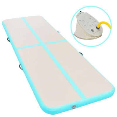 VidaXL Gymnastiekmat met pomp opblaasbaar 800x100x10 cm pvc groen