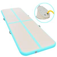 VidaXL Gymnastiekmat met pomp opblaasbaar 800x100x10 cm pvc groen - thumbnail