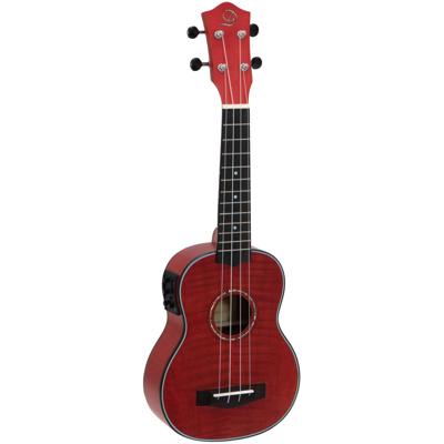DIMAVERY UK-100 Soprano Ukulele, flamed red
