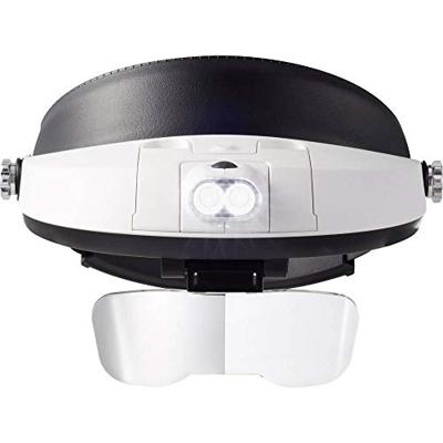 TOOLCRAFT TO-5137806 Hoofdbandloep Met LED-verlichting Vergrotingsfactor: 1.0 x, 1.5 x, 2.0 x, 2.5 x, 3.5 x Lensgrootte: (l x b) 107 mm x 48 mm Wit, Zwart