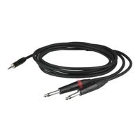 DAP FLX31 aux kabel - stereo mini Jack > 2 mono Jack L/R 1,5 m met verzonken jack - thumbnail